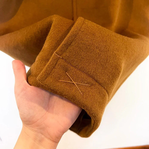 GESTUZ WolinaGZ Wool Blend Brown Felt Asymmetric Designer Trench Coat XS/S NWT - Picture 10 of 15